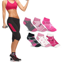 Load image into Gallery viewer, 6-Pairs: Breast Cancer Awareness Ankle Compression Socks
