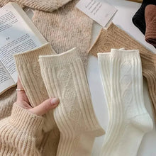 Load image into Gallery viewer, 6-Pairs: Thick &amp; Warm Cream Color Sock
