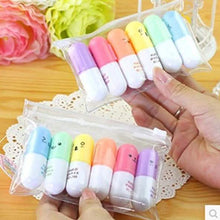 将图片加载到图库查看器，6-Piece: Cute Pill Shape Mini Highlighter Marker
