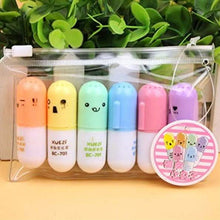 将图片加载到图库查看器，6-Piece: Cute Pill Shape Mini Highlighter Marker
