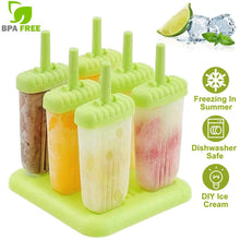Load image into Gallery viewer, 6-Piece: Popsicle Molds Reusable Ice Cream DIY Ice Pop Maker
