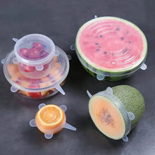 Load image into Gallery viewer, 6-Piece Set: Silicone Stretch Lids, Reusable Durable Food Storage Lids

