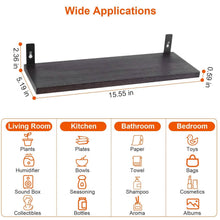 Load image into Gallery viewer, 6-Piece Set: Wall Mounted Shelve Wood Storage Metal Bracket Display
