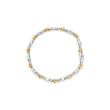 Load image into Gallery viewer, 10k Two-Toned Gold 2.00 Cttw Channel Set Baguette-Diamond Weave and  "X" Spiral Link Bracelet (H-I Color, I1-I2 Clarity) - 7"
