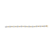 Load image into Gallery viewer, 10k Two-Toned Gold 2.00 Cttw Channel Set Baguette-Diamond Weave and  "X" Spiral Link Bracelet (H-I Color, I1-I2 Clarity) - 7"
