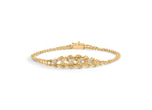 将图片加载到图库查看器，10K Yellow Gold 1/4 Cttw Round-Cut Diamond Basket Weave Rope Chain Style 7" Bracelet (H-I Color, I1-I2 Clarity)
