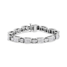 Load image into Gallery viewer, 14K White Gold 5.0 Cttw Princess Cut Diamond Invisible Set Alternating Size D Shaped Links Tennis Bracelet (H-I Color, SI2-I1 Clarity) - 7â€
