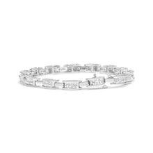 将图片加载到图库查看器，14K White Gold 2.0 Cttw Princess Cut Invisible Set Diamond Rectangular Link Bracelet (I-J Color, I1-I2 Clarity) - 7.25"
