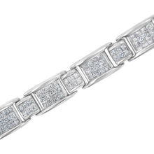 将图片加载到图库查看器，14K White Gold 5.0 Cttw Princess-Cut Diamond Rectangular Alternating Station 7" Tennis Bracelet (G-H Color, SI1-SI2 Clarity)
