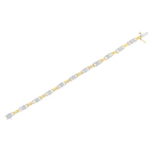 Load image into Gallery viewer, 14K Two-Tone Gold 1.00 Cttw Princess-Cut Diamond Chain Link 7" Bracelet (H-I Color, SI1-SI2 Clarity)
