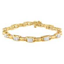 Load image into Gallery viewer, 14K Yellow Gold Princess Cut Diamond Chain Link Bracelet (1.00 cttw, H-I Color, SI1-SI2 Clarity)
