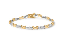 将图片加载到图库查看器，10K Two-Tone Gold 1/2 Cttw Diamond Alternating 3 Stone and X-Link 7" Bracelet (I-J Color, I2-I3 Clarity)
