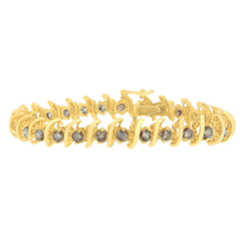 Load image into Gallery viewer, 14K Yellow Gold Round-Cut Diamond 'S' Bracelet (6.00 cttw, Brown Color, I1-I2 Clarity)
