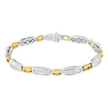 Load image into Gallery viewer, 14K Yellow and White Gold 2.0 Cttw Princess Cut Diamond Tapered and Equal Sign Link Bracelet (G-H Color, SI1-SI2 Clarity) - 7"
