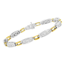 Load image into Gallery viewer, 14K Yellow and White Gold 2.0 Cttw Princess Cut Diamond Tapered and Equal Sign Link Bracelet (G-H Color, SI1-SI2 Clarity) - 7"
