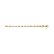 Load image into Gallery viewer, 10k Yellow Gold 2.00 Cttw Diamond Cluster and Alternating "X" Link Bracelet (I-J Color, I3 Clarity) - 7"
