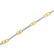 Load image into Gallery viewer, 10K Yellow Gold 1.00 Cttw Pave Set Diamond Bar and  X-Link 7" Bracelet (I-J Color, I3 Quality)
