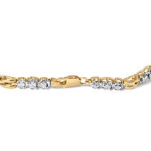 将图片加载到图库查看器，10k Yellow Gold 1.00 Cttw Diamond 3 Stone Link Bracelet (I-J Color, I1-I2 Clarity) -7.25" Inches
