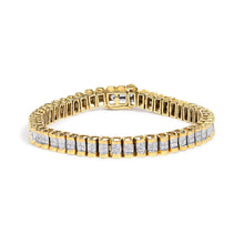 Load image into Gallery viewer, 14K Yellow Gold 3.0 Cttw Princess Cut Quad Invisible Set Tennis Bracelet (H-I Color, SI1-SI2 Clarity) - 7â€
