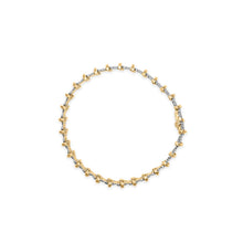 将图片加载到图库查看器，10K Yellow Gold Plated .925 Sterling Silver 2.0 Cttw Round Diamond Cluster "X" Shaped Link Bracelet (H-I Color, I3 Clarity) - 7"
