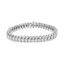 将图片加载到图库查看器，14K White Gold 5.0 Cttw Princess Cut Diamond 7" Invisible Set Wavy S-Link Tennis Bracelet (G-H Color, SI1-SI2 Clarity)
