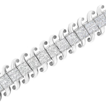 将图片加载到图库查看器，14K White Gold 5.0 Cttw Princess Cut Diamond 7" Invisible Set Wavy S-Link Tennis Bracelet (G-H Color, SI1-SI2 Clarity)
