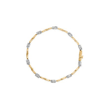 Load image into Gallery viewer, 10K White and Yellow Gold 1.00 Cttw Diamond Oval Shaped Cluster Link  Bracelet (I-J Color, SI2-I1 Clarity) - 7" Inches
