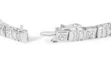 Load image into Gallery viewer, 10K White Gold Round and Baguette Cut Diamond Bracelet (2.00 cttw, H-I Color, I2-I3 Clarity)
