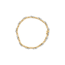 将图片加载到图库查看器，10k Yellow Gold 3.00 Cttw Round-Cut and Baguette-Cut Floral Link 7.25" Bracelet (I-J Color, I1-I2 Clarity)
