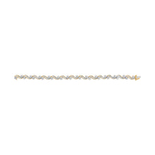 将图片加载到图库查看器，10k Yellow Gold 3.00 Cttw Round-Cut and Baguette-Cut Floral Link 7.25" Bracelet (I-J Color, I1-I2 Clarity)
