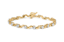 Load image into Gallery viewer, 10k Yellow Gold 1.00 Cttw Round-Cut Diamond Floral S-Link 7.50" Bracelet (I-J Color, I2-I3 Clarity)
