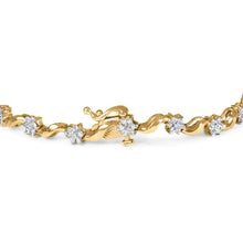 Load image into Gallery viewer, 10k Yellow Gold 1.00 Cttw Round-Cut Diamond Floral S-Link 7.50" Bracelet (I-J Color, I2-I3 Clarity)
