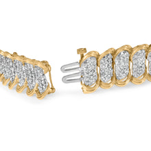 将图片加载到图库查看器，10K Yellow Gold 4.00 Cttw Pave Diamond Classic Link 7" Bracelet (I-J Color, I2-I3 Clarity)
