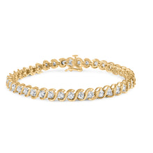 Load image into Gallery viewer, 10K Yellow Gold 3 cttw Round-Cut Diamond Spiral Link 7.50" Bracelet (I-J Color, I1-I2 Clarity)
