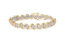 Load image into Gallery viewer, 10K Yellow Gold 4.00 Cttw Round-Cut Diamond Floral Link 7.5" Bracelet (H-I Color, I2-I3 Clarity)
