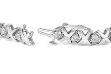 Load image into Gallery viewer, 10k White Gold 2.00 Cttw Round-Cut Diamond "XOXO" Link 7" Bracelet (I-J Color, I2-I3 Clarity)
