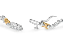 将图片加载到图库查看器，10K Two-Tone 2.00 Cttw Diamond "X" and Wave Link Bracelet (H-I Color, I1-I2 Clarity) - 7" Inches
