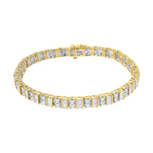Load image into Gallery viewer, 10K Yellow Gold 4.0 Cttw Alternating Baguette &amp; Round Cut Diamond Bezel- &amp; Prong-Set 7" Tennis Bracelet (G-H Color, SI1-SI2 Clarity)

