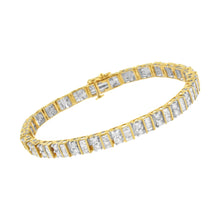 Load image into Gallery viewer, 10K Yellow Gold 4.0 Cttw Alternating Baguette &amp; Round Cut Diamond Bezel- &amp; Prong-Set 7" Tennis Bracelet (G-H Color, SI1-SI2 Clarity)
