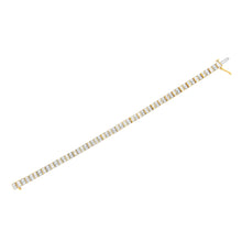 Load image into Gallery viewer, 10K Yellow Gold 4.0 Cttw Alternating Baguette &amp; Round Cut Diamond Bezel- &amp; Prong-Set 7" Tennis Bracelet (G-H Color, SI1-SI2 Clarity)
