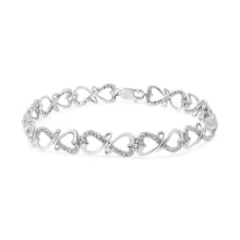 Load image into Gallery viewer, .925 Sterling Silver 1/3 Cttw Round-Cut Diamond Double Heart Infinity Link 7.25" Bracelet (H-I Color, I3 Clarity)
