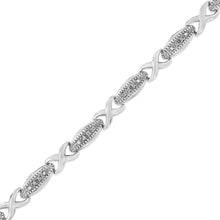 Load image into Gallery viewer, .925 Sterling Silver 1/5 Cttw Round-Cut Diamond "X" Link Bracelet - Size 7.50" (I-J Color, I2-I3 Clarity)
