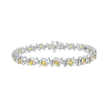 Load image into Gallery viewer, .925 Sterling Silver, Lab-Grown Gemstone and 4 Cttw Round Diamond Tennis Bracelet (H-I Color, I1-I2 Clarity) - Created Blue Sapphire, September Birthstone
