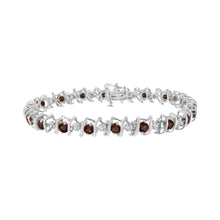 Load image into Gallery viewer, .925 Sterling Silver, Lab-Grown Gemstone and 4 Cttw Round Diamond Tennis Bracelet (H-I Color, I1-I2 Clarity) - Created Blue Sapphire, September Birthstone
