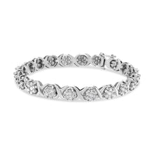 将图片加载到图库查看器，14K White Gold 6-1/3 Cttw Round Brilliant-Cut Diamond Round Cluster &amp; X-Link 7" Tennis Bracelet (I-J Color, SI2-I1 Clarity)
