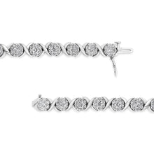 将图片加载到图库查看器，14K White Gold 6-1/3 Cttw Round Brilliant-Cut Diamond Round Cluster &amp; X-Link 7" Tennis Bracelet (I-J Color, SI2-I1 Clarity)
