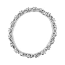 将图片加载到图库查看器，14K White Gold 6-1/3 Cttw Round Brilliant-Cut Diamond Round Cluster &amp; X-Link 7" Tennis Bracelet (I-J Color, SI2-I1 Clarity)
