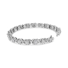 将图片加载到图库查看器，14K White Gold 6-1/3 Cttw Round Brilliant-Cut Diamond Round Cluster &amp; X-Link 7" Tennis Bracelet (I-J Color, SI2-I1 Clarity)
