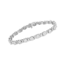 Load image into Gallery viewer, 14K White Gold 4 7/8 Cttw Round Brilliant-Cut Diamond Round Cluster &amp; X-Link 7" Tennis Bracelet (I-J Color, SI2-I1 Clarity)

