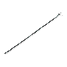 将图片加载到图库查看器，Black Rhodium Plated .925 Sterling Silver 1.0 Cttw Diamond Miracle Tennis Bracelet (Enhanced Blue Color, I3 Clarity) - 7"
